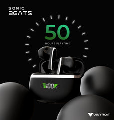 Vintron Atom Beats + Sonic Beats Combo | 50H Battery Wireless Earbuds for Music & Gaming
