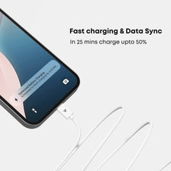 Vintron USB-C to USB-C Cable - Fast Charging & Data Transfer, Tangle-Free (White)65w