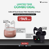 Vintron Atom One + Atom Beats Combo | Smart Touch Screen TWS + 50H Battery Wireless Earbuds
