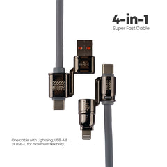 Super Fast Charging 2.0 – 4-in-1 Cable | 180W | 450 Mbps | Connect + Data Transfer