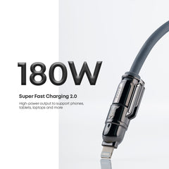 Super Fast Charging 2.0 – 4-in-1 Cable | 180W | 450 Mbps | Connect + Data Transfer