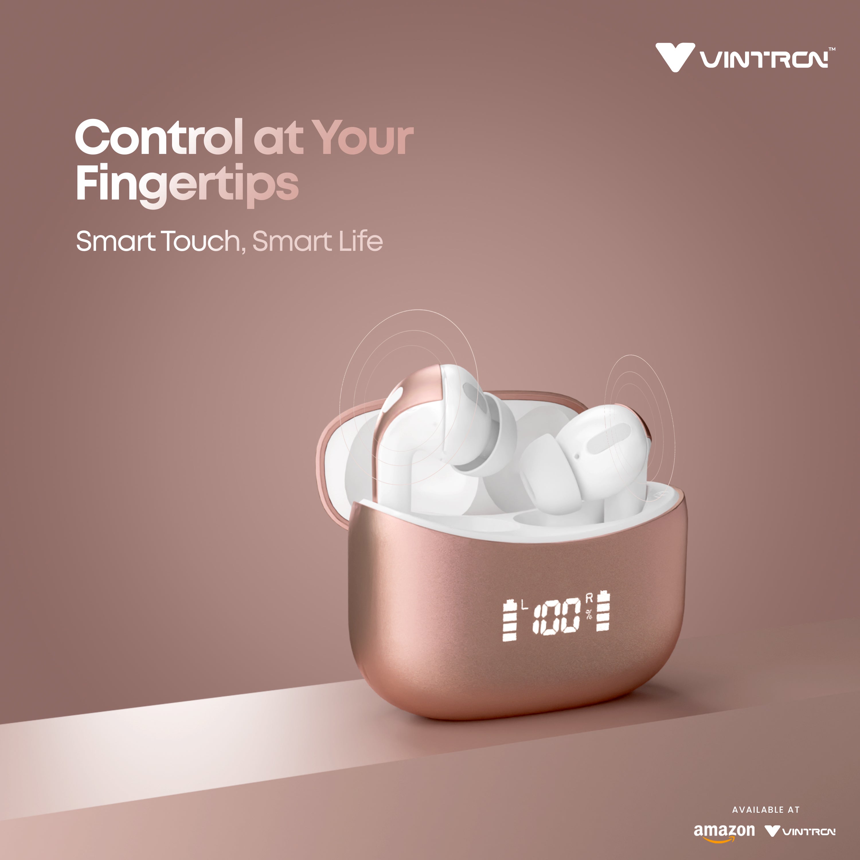 Vintron Atom Beats Wireless Earbuds with Bluetooth 5.3, Noise Reduction, 50-Hour Battery, IPX5 Water Resistance