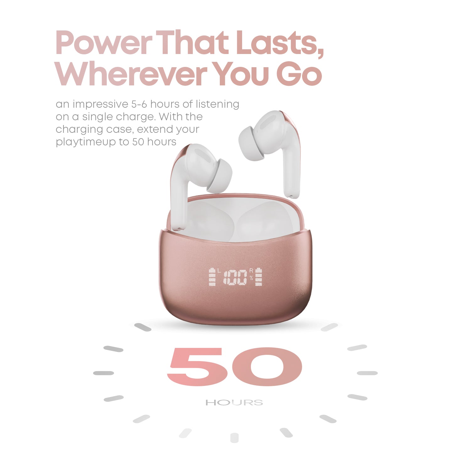 Vintron Atom Beats Wireless Earbuds with Bluetooth 5.3, Noise Reduction, 50-Hour Battery, IPX5 Water Resistance