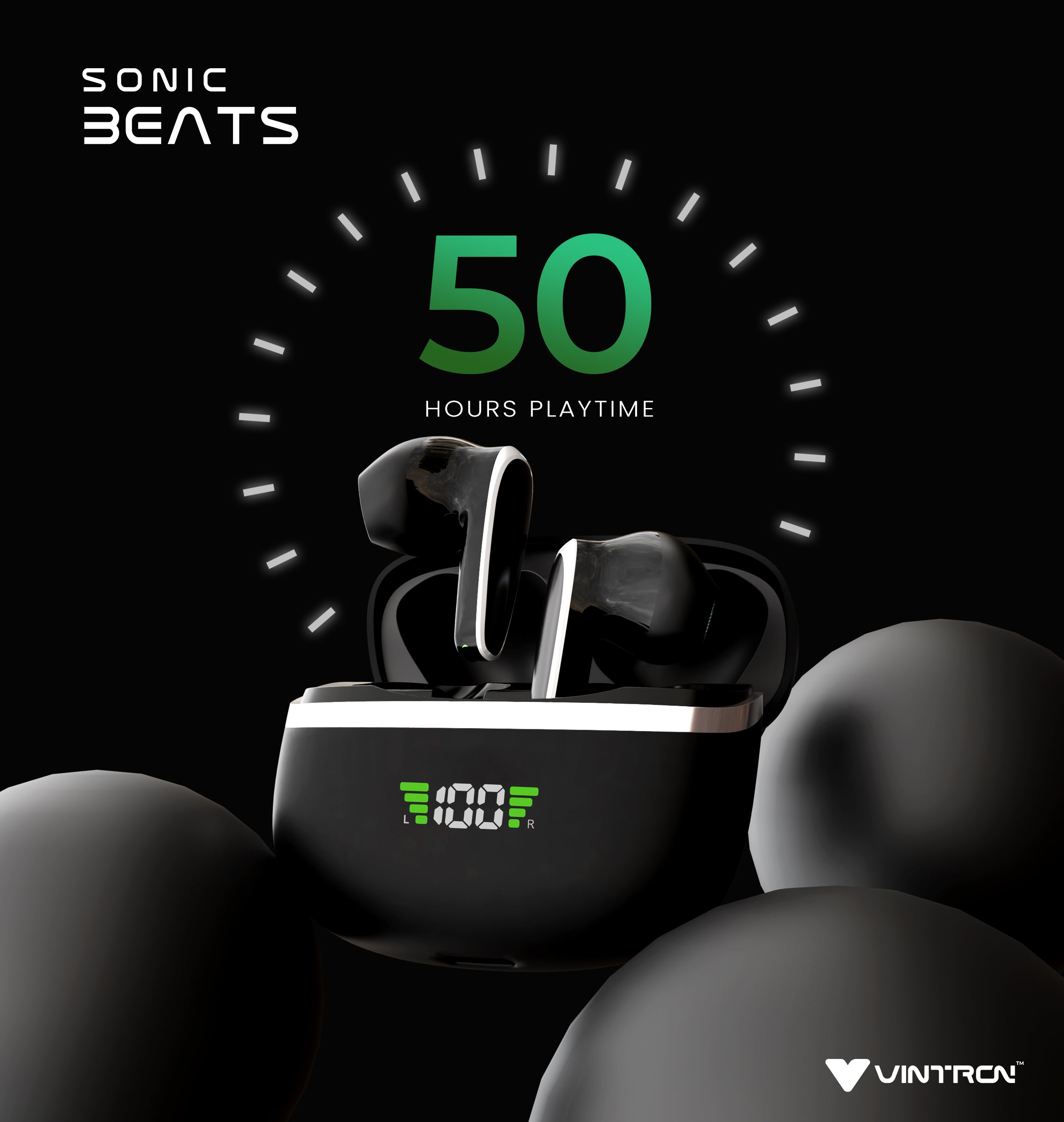 Vintron Sonic Beats – High-Definition Wireless Earbuds with Superior Call Quality & Noise Reduction