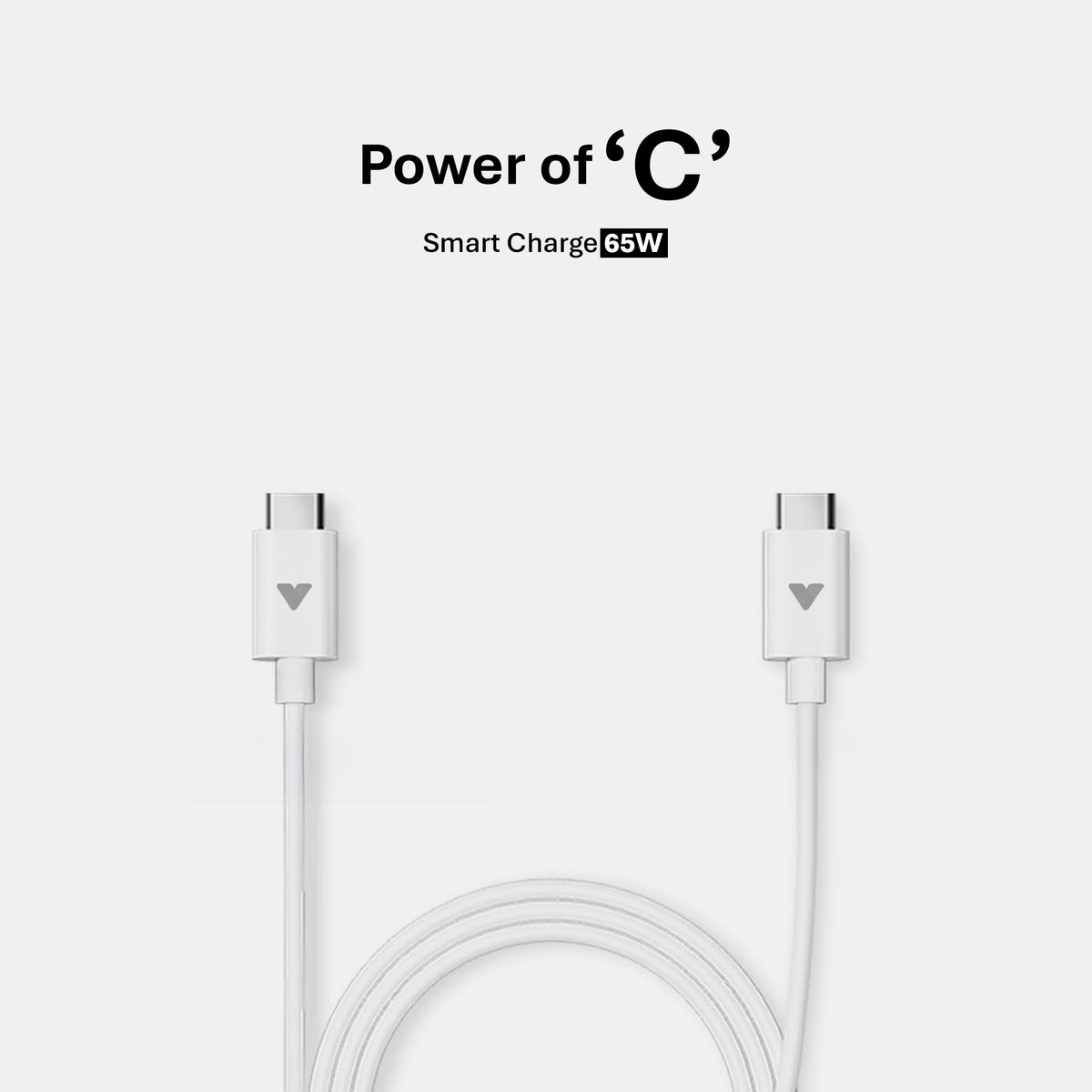 Vintron USB-C to USB 2.0 Cable - Fast Charging & Data Transfer, Tangle-Free (White)65w