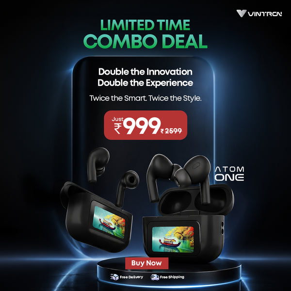 Vintron Atom One TWS Earbuds Combo Pack (2 Units) | Smart Touch Screen ANC Earbuds