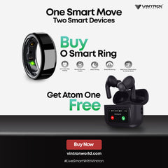Osmart Ring & Atom One Screen Tws with 32db ANC + ENC Bluetooth - Rose Gold