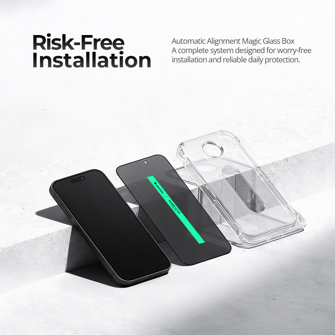Iphone 16 Pro Max Premium Tempered Glass with Automatic Alignment Magic Glass Box
