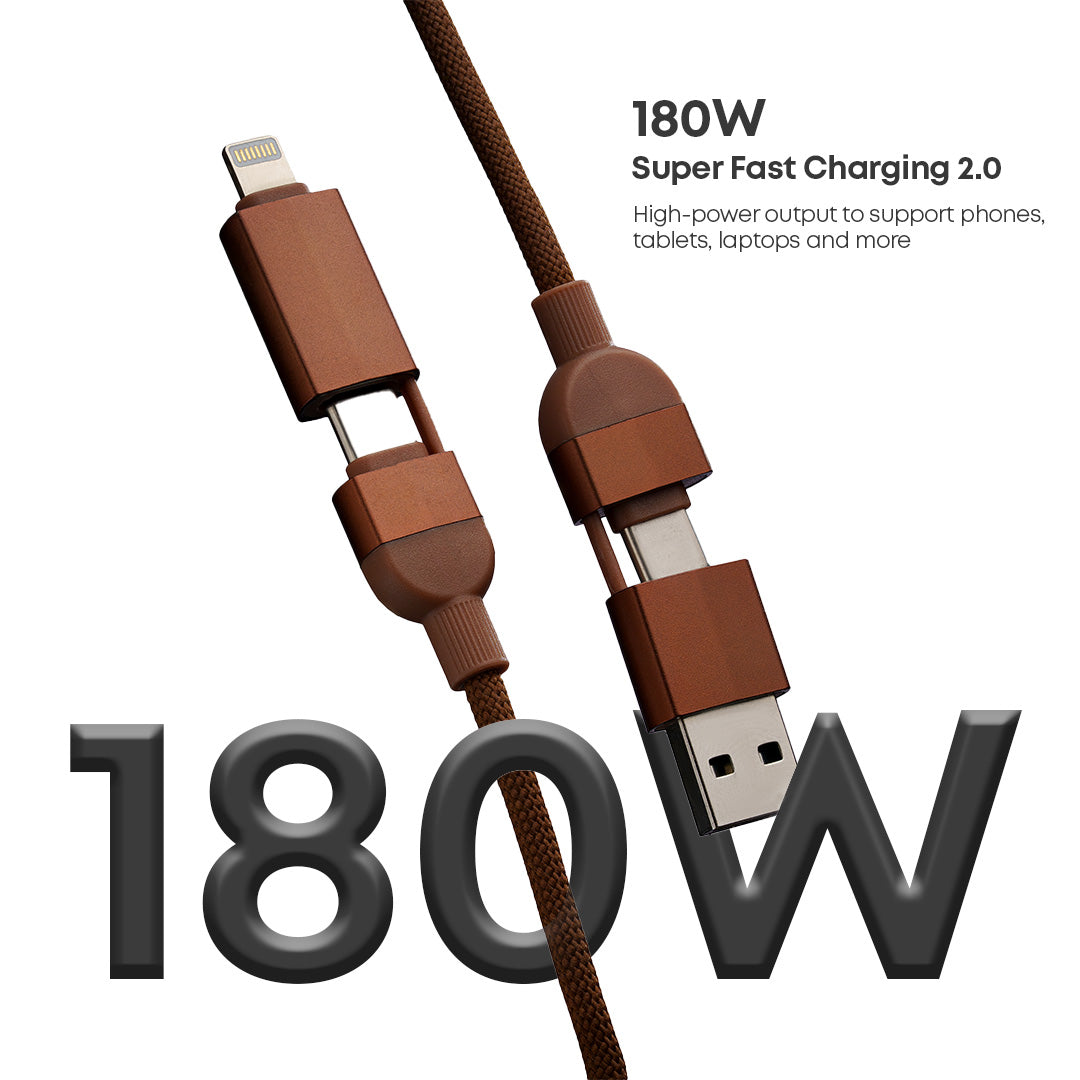 Super Fast Charging 2.0 – 4-in-1 Cable | 180W | 450 Mbps | Connect + Data Transfer