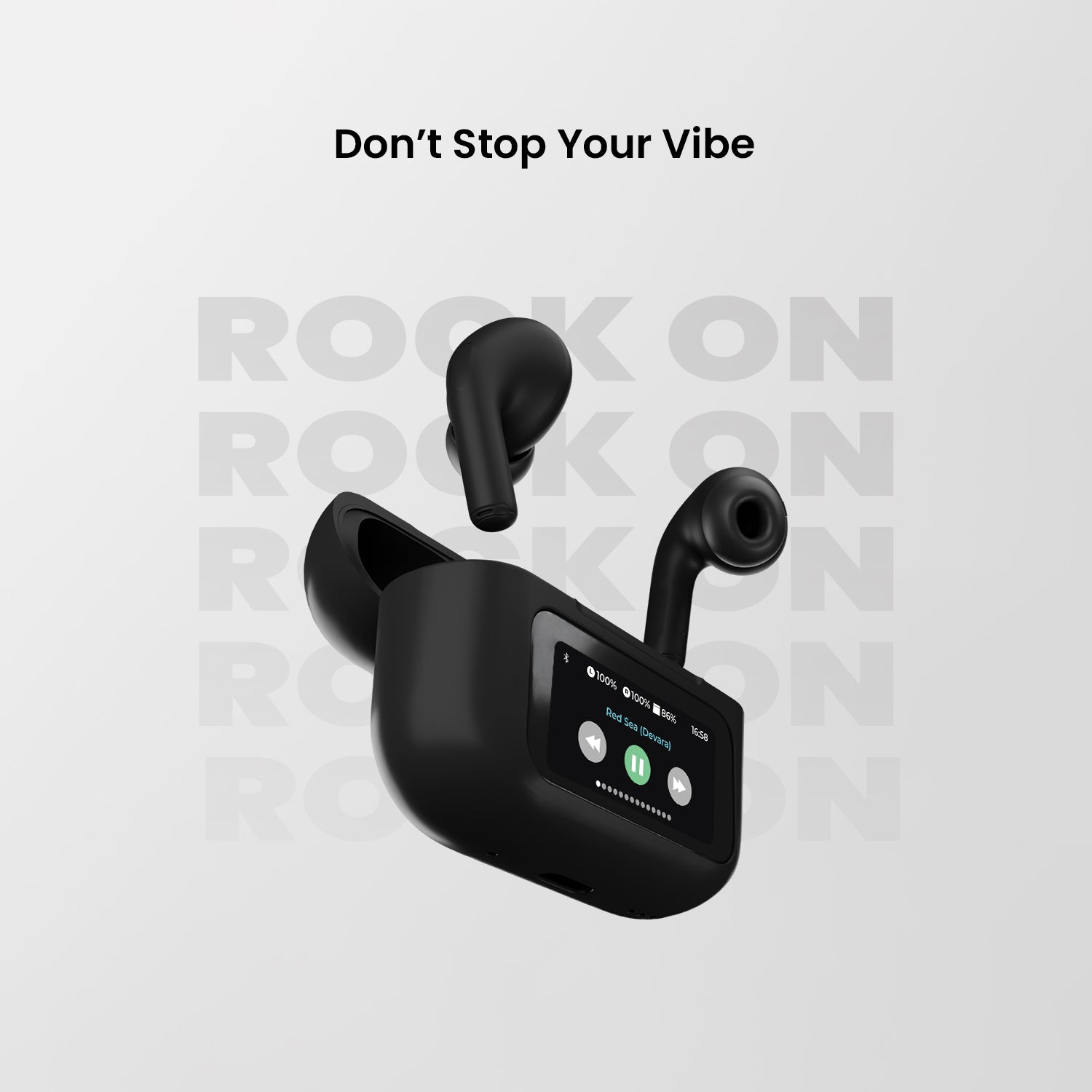 Vintron Atom One Touchscreen TWS Earbuds with 32dB ANC, ENC Mic, Bluetooth 5.4, 38-Hour Battery, IPX5 Waterproof (Black, True Wireless)