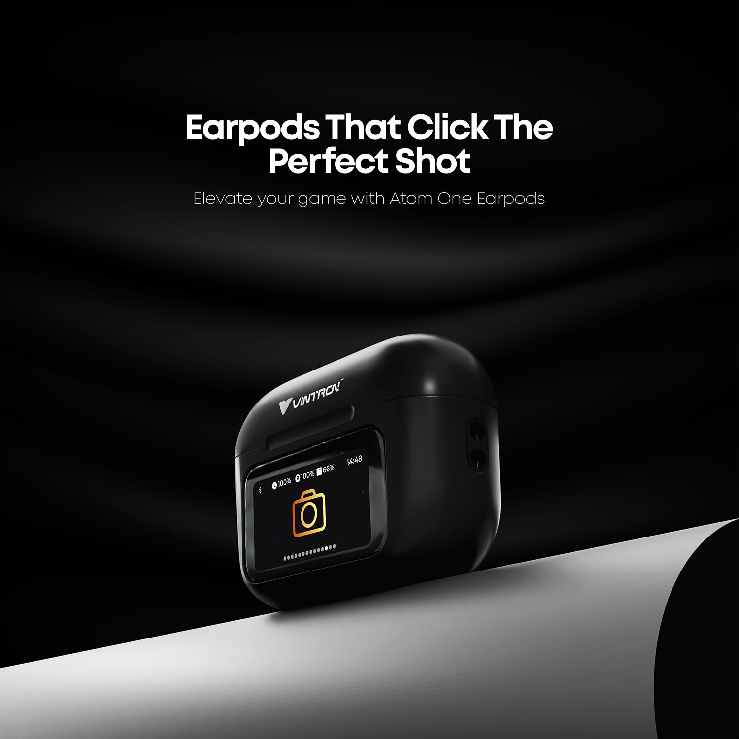 Vintron Atom One Touchscreen TWS Earbuds with 32dB ANC, ENC Mic, Bluetooth 5.4, 38-Hour Battery, IPX5 Waterproof (Black, True Wireless)