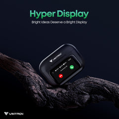 Vintron Atom One Touchscreen TWS Earbuds with 32dB ANC, ENC Mic, Bluetooth 5.3, 38-Hour Battery, IPX5 Waterproof (Black, True Wireless)